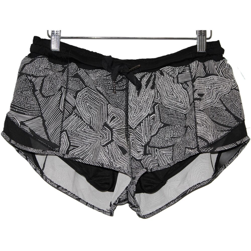 Womens Lululemon Hotty Hot 2" Black Reflective Athletic Running Shorts Size 10
